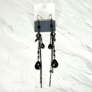 Long Black Dangle Earrings New